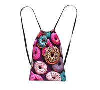 YQxwJL Donut Print Drawstring Backpack Foldable Drawstring Bag Large Capacity Gym Bag Track Bag For Women Men