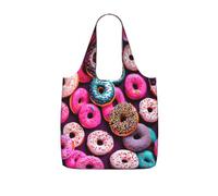 YQxwJL Donut Print Foldable Tote Bag Reusable Shopping Bag Tear Resistant Grocery Bag For Work Travel 25l Capacity, Black, One Size, Tote Backpacks