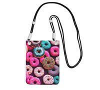 YQxwJL Donut Print Sling Bag For Men Women, Casual Mini Phone Purses, Anti-Theft Phone Bag, For Hiking Travel, Black, One Size