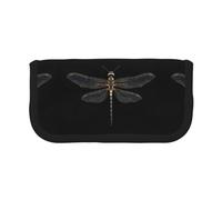 YQxwJL Dragonfly Black Print Canvas Fountain Pen Pouch Stylish Pen Case Organizer Bag Makeup Bags,For Everyday Travel