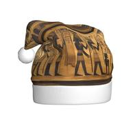 YQxwJL Egypt Hieroglyphics Print Santa Hat, Christmas Hats Adult, Xmas Holiday Hats For Women Men, Cozy Holiday Party Headwear