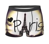 YQxwJL Eiffel Tower Love Paris Print Essentials Mens Underwear Boxer Briefs, Comfortable And Soft Underwear Elasticity Mens Shorts Black