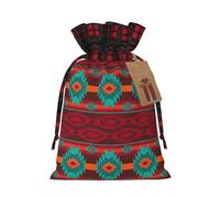 YQxwJL Ethnic Geometric Pattern print Christmas Gift Bags with Drawstring Burlap Sack for Christmas Candy Treat Bags Party Supplies