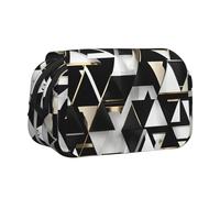 YQxwJL Fashion Modern Black White Gold Triangle print Pencil Case Box Organizer,Large Capacity Portable Big Pencil Bags with Zipper for Office Home, Black, One Size, Morden