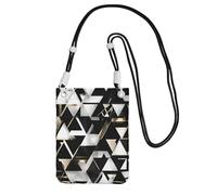 YQxwJL Fashion Modern Black White Gold Triangle Print Sling Bag For Men Women, Casual Mini Phone Purses, Anti-Theft Phone Bag, For Hiking Travel, Black, One Size