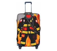 YQxwJL Firefighter Fireman Print Travel Luggage Cover, Elastic Suitcase Cover Protector, For 18-32 Inch Baggage Suitcase, White, M
