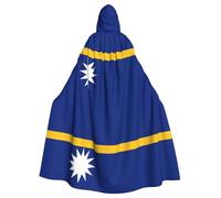 YQxwJL Flag Of Nauru Print Carnival Cape Robe Cloak, Sorcerer Hooded Cloak, For Adults Halloween Cosplay Costumes