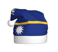 YQxwJL Flag Of Nauru Print Santa Hat, Christmas Hats Adult, Xmas Holiday Hats For Women Men, Cozy Holiday Party Headwear