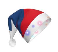 YQxwJL Flag Of The Czech Republic Print Hat Light Up Christmas Felt Elf Hat Led Hats Adults For Women Men, Great Holiday Gift
