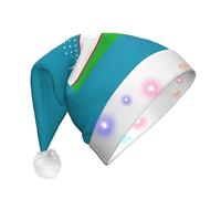 YQxwJL Flag Of The Republic Of Uzbekistan Print Hat Light Up Christmas Felt Elf Hat Led Hats Adults For Women Men, Great Holiday Gift