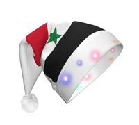 YQxwJL Flag Of The Syrian Arab Republic Print Hat Light Up Christmas Felt Elf Hat Led Hats Adults For Women Men, Great Holiday Gift
