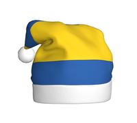 YQxwJL Flag Of Ukraine Print Santa Hat, Plush Christmas Hats, Holiday Festive Headwear, For Christmas Parties Everyday Wear
