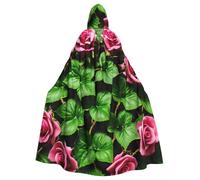 YQxwJL Floral Rose Ivy With Leaves Spring Print Carnival Cape Robe Cloak, Sorcerer Hooded Cloak, For Adults Halloween Cosplay Costumes