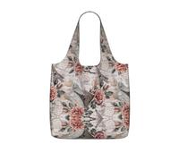 YQxwJL Flower Paris Eiffel Tower Print Ultralight Foldable Tote With Drawstring, Reusable Grocery And Travel Bag Packable Collapsible