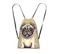YQxwJL Funny Cartoon Pug Puppy Dogs Print Drawstring Backpack Foldable Drawstring Bag Large Capacity Gym Bag Track Bag For Women Men