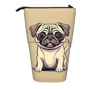 YQxwJL Funny Pug Pug Dog Dog Printed Pencil Bag Telescopic Pencil Case Pencil Holder Cute Pencil Case for Adults, Black/White, One Size, Fashion Print