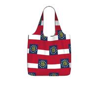 YQxwJL Georgia State Flag Print Ultralight Foldable Tote With Drawstring, Reusable Grocery And Travel Bag Packable Collapsible
