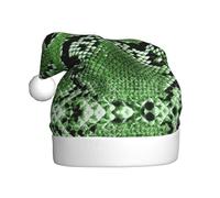 YQxwJL Green Snakeskin Print Santa Hat, Plush Christmas Hats, Holiday Festive Headwear, For Christmas Parties Everyday Wear