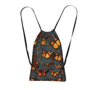 YQxwJL Heaps Of Orange Monarch Butterflies Print Drawstring Backpack Foldable Drawstring Bag Large Capacity Gym Bag Track Bag For Women Men