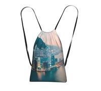 YQxwJL Hong Kong Print Drawstring Backpack Foldable Drawstring Bag Large Capacity Gym Bag Track Bag For Women Men