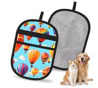 YQxwJL Hot Air Balloons Print Electrostatic Pet Hair Remover Glove, Reusable Dog Cat Fur Removal for Couch and Bedding