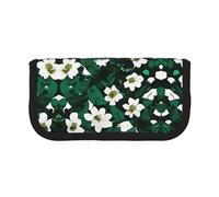 YQxwJL Hunter Green Floral Petals Pattern Print Canvas Fountain Pen Pouch Stylish Pen Case Organizer Bag Makeup Bags,For Everyday Travel
