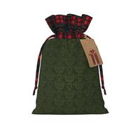 YQxwJL Hunter Green Floral Petals Pattern print Christmas Gift Bags with Drawstring Burlap Sack for Christmas Candy Treat Bags Party Supplies