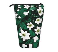 YQxwJL Hunter Green Floral Petals Pattern Print Zippered Pencil Pouch Organizers Telescopic Pencil Bag Pen Holder Stationery Case For Office