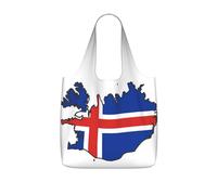YQxwJL Iceland Flag Map Print Foldable Tote Bag Reusable Shopping Bag Tear Resistant Grocery Bag For Work Travel 25l Capacity