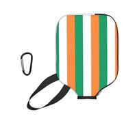 YQxwJL Irish Flag Print Neoprene Pickleball Paddle Cover, Zipper Protective Sleeve With Mesh Pocket And Carabiner