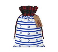 YQxwJL Israeli flag print Christmas Gift Bags with Drawstring Burlap Sack for Christmas Candy Treat Bags Party Supplies