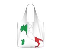 YQxwJL Italian Flag Map Print Ultralight Foldable Tote With Drawstring, Reusable Grocery And Travel Bag Packable Collapsible