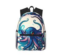 Yqxwjl Jet Fighter Print Backpack For Women Men, Laptop Bookbag, Lightweight Casual Travel Daypack, Blue and purple octopus, One Size, Daypack Backpacks