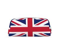 YQxwJL Large Capacity Pencil Case with Zipper, Durable Leather Union Jack Design Pencil Case for Office Travel, silver, One Size, Bag