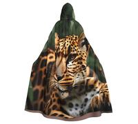 YQxwJL Leopard Pattern Print Carnival Cape Robe Cloak, Sorcerer Hooded Cloak, For Adults Halloween Cosplay Costumes