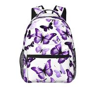 YQxwJL Leopard Print Laptop Backpack Stylish College Backpack Business Travel Backpack for Men Women, Purple White Butterflies, One Size