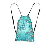 YQxwJL Light Blue Butterfly Print Drawstring Backpack Bags, String Backpack Cinch Sack Bags For Trip Beach For Daily Use