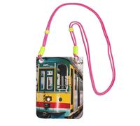 YQxwJL Lisbon Tram Print Sling Bag For Men Women, Casual Mini Phone Purses, Anti-Theft Phone Bag, For Hiking Travel, Fuchusia, One Size