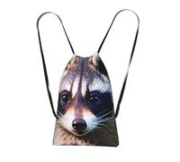 YQxwJL Little Raccoon Face 1 Print Drawstring Backpack Foldable Drawstring Bag Large Capacity Gym Bag Track Bag For Women Men