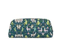 YQxwJL Llama Animal Alpaca Tropical Cactus Print Leather Pencil Case,Large Capacity Pouch With Zipper, Perfect For Pens, Pencils Supplies, Gold, One Size, Bag