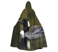 YQxwJL Loon Nature Bird Print Carnival Cape Robe Cloak, Sorcerer Hooded Cloak, For Adults Halloween Cosplay Costumes