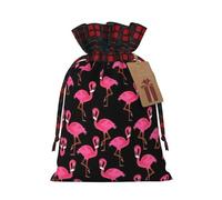 YQxwJL Lovely Pink Flamingos print Christmas Gift Bags with Drawstring Burlap Sack for Christmas Candy Treat Bags Party Supplies