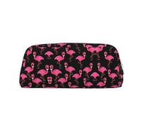 YQxwJL Lovely Pink Flamingos Print Leather Pencil Case,Large Capacity Pouch With Zipper, Perfect For Pens, Pencils Supplies, Silver, One Size, Bag