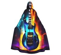YQxwJL Magic Electric Guitar Print Carnival Cape Robe Cloak, Sorcerer Hooded Cloak, For Adults Halloween Cosplay Costumes