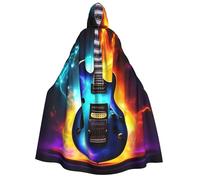YQxwJL Magic Electric Guitar print Halloween Hooded Robe Cloak for Adult Men Women Wizard Vampire Knight Fancy Cape Costume