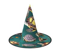 YQxwJL Many Animals Sea Turtles Print Halloween Witch Hat Head Headwear Decoration Witch Hat Cosplay Party Props For Women-2pcs