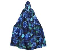 YQxwJL Many Blue Roses Print Carnival Cape Robe Cloak, Sorcerer Hooded Cloak, For Adults Halloween Cosplay Costumes