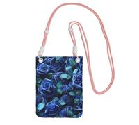 YQxwJL Many Blue Roses Print Sling Bag For Men Women, Casual Mini Phone Purses, Anti-Theft Phone Bag, For Hiking Travel, Pink, One Size