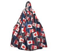 YQxwJL Many Small Canadian Flags Print Carnival Cape Robe Cloak, Sorcerer Hooded Cloak, For Adults Halloween Cosplay Costumes