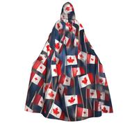 YQxwJL many small canadian flags print Halloween Hooded Robe Cloak for Adult Men Women Wizard Vampire Knight Fancy Cape Costume